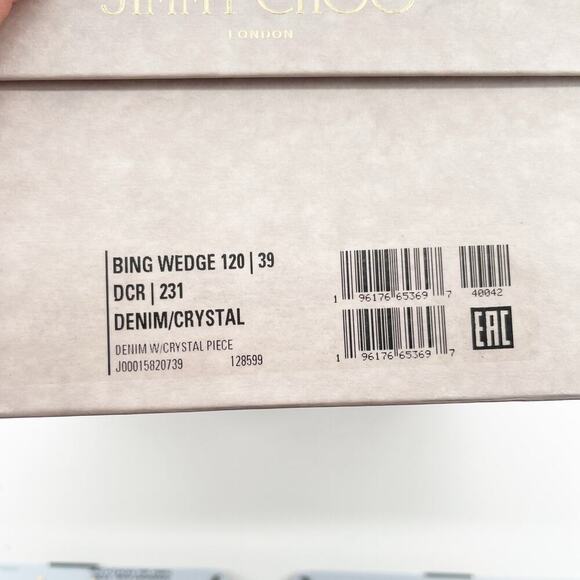 Jimmy Choo Blue Denim Bing 120 Crystal Embellished Wedge Sandal size IT 39 - Picture 15 of 15